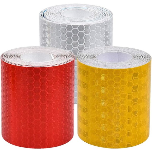 Reflekterende Tape Selvklebende Advarselstape Refleks for Sikkerhet i Mørket 3 Ruller Vanntett Refleksbånd Reflektorer Refleks Klistremerke