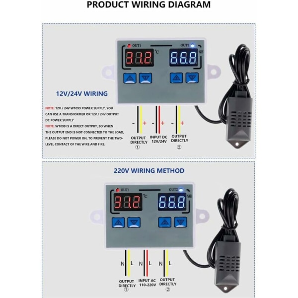 Termostat, Digital Fugtighed Udgang Temperatur Controller Husholdning Køleskab Termostat Humidistat 10A Direkte Kontrol Termometer Hygrometer (A