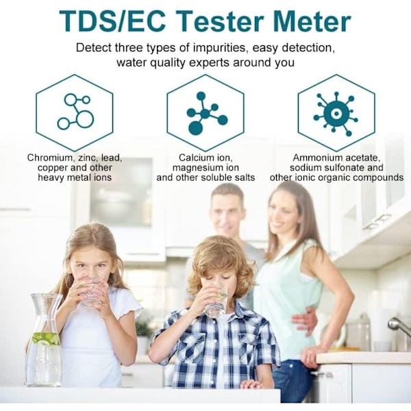 Vedenlaadun testaaja, 4-in-1 pH-mittari ja TDS&EC-lämpötilamittari, mittari LCD-näytöllä, korkea tarkkuusresoluutio 0,01, juomavedelle