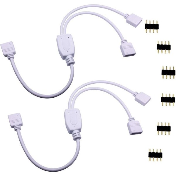2 kpl Jakajakaabeli 1-2 RGB LED-nauhajakajakaabeli LED-nauha 2-tie DC-jakaja 1-2 LED-jakajakaabeli 4-napainen jatkokaabeli SMD 5050 352:lle