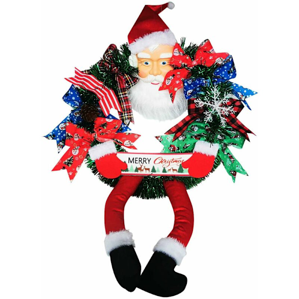 Jul Dörrkrans Rolig Jultomte Ben Krans Hängande Prydnad För Entrédörr Jul Dekor