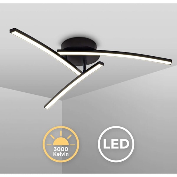 LED taklampe 15W I 3000K varm hvit I svart I 1650 lumen