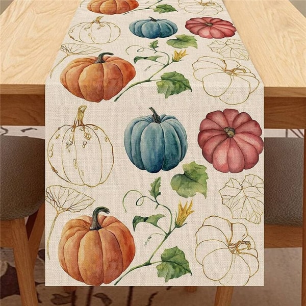 Höst Eukalyptus Blad Bords Pumpor, Höst Thanksgiving Kök Matsal Bordsdekoration för Inomhus B