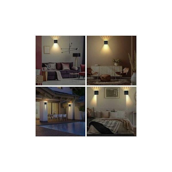 Sisäseinävalaisin, 2 kpl LED-modernia seinävalaisinta, alumiininen seinävalaisin 3000K lämmin valkoinen, vedenkestävä IP65 ulkoseinävalaisin makuuhuoneelle, kotiin, käytävään