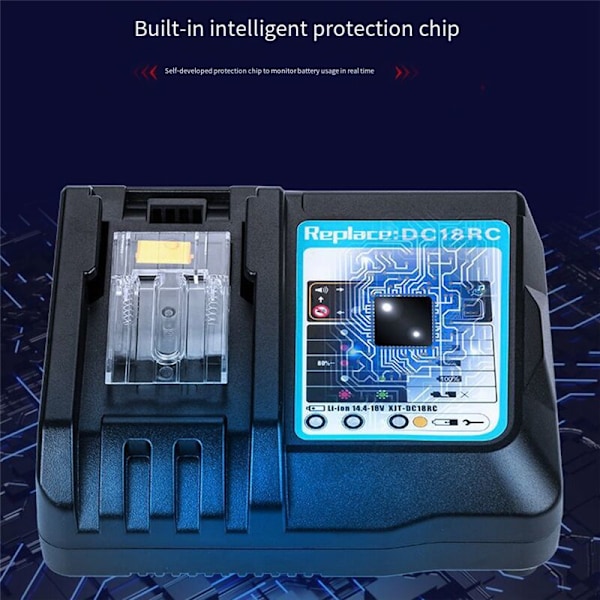 Batterilader til DC18RC med LED-display 14.4V 18.6AH Bl1830 Bl1430 BL1860 BL1890 Power Tool EU-stik