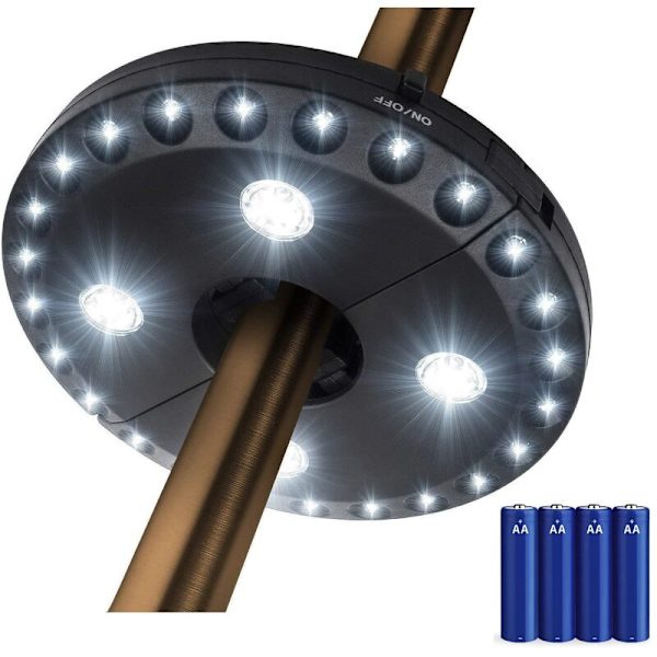 Ljus för parasoll - 3 ljusstyrkeinställningar, 28 LED-lampor, 220 Lux - Drivs av 4 x AA-batterier, ljusstav för parasoll