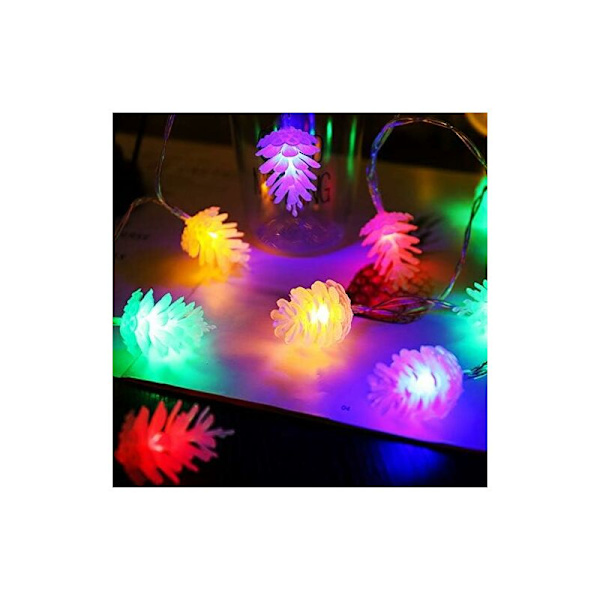 Talljussträngar med Tallkottar, 6M 40LED Julbelysning för Julgran, IP44 Vattentät Mini Inomhusbelysning Dekoration för Patio Trädgård Staket Trappor(