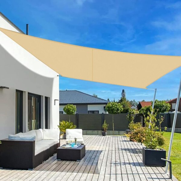 Rektangulær skygge sejl 4x4m skygge klud vandtæt markise PES, 95% UV beskyttelse til have, udendørs terrasse, sand