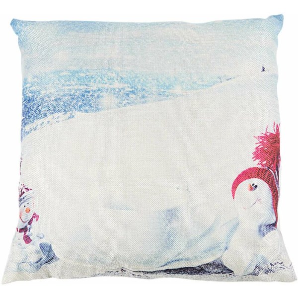 Jule 18 x 18 tommers snømann putetrekk kaffekopp juledekorativ pute brodert putepute for sofa julegaver (blå)