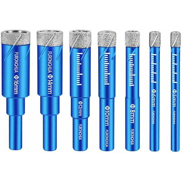7PCS Diamantborrkrona Hålsåg Torrborrkronor 5/6/ 8/10/ 12/14 / 16mm för Glas, Porslin, Kakel, Keramik, Granit-DENUOTOP