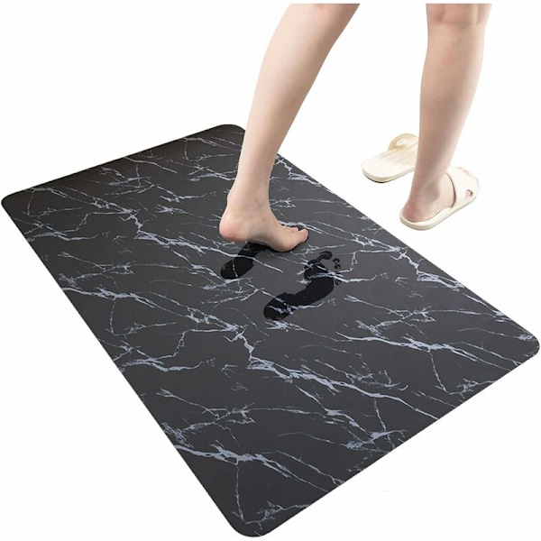 Diatoméjord Bath Mat - Skridsikker, Hurtigttørrende, Superabsorberende, Tynd Brusematte, Badeværelsesgulvmatte, Maskinvaskbar, Rektangulær (23,6 x 15,7, D
