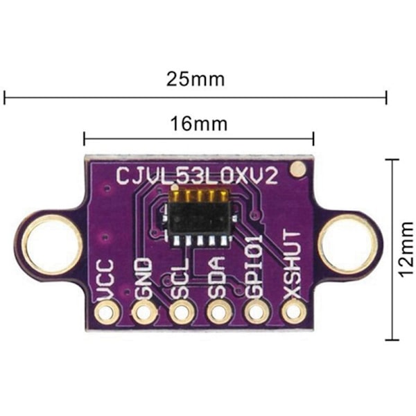 2X VL53L0X Tid-av-fly-avstandssensor Breakout 940Nm -VL53L0XV2 I2C IIC Avstandsmåler