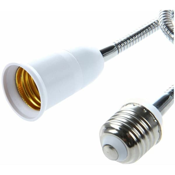 E27 Lamp Bulb Flexibel Förlängningsadapter Konverter (Vit, 60cm)