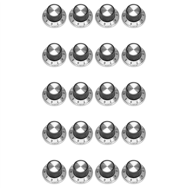 20 x Potentiometer-knappar i metall med fack 0-9 för 6 mm axelknapp