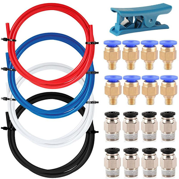 Bowden Tube 4M PTFE Tube med PC4-M6 og PC4-M10 Pneumatiske Fittings PTFE Tube Cutter for 1.75Mm Filament 3D Printer