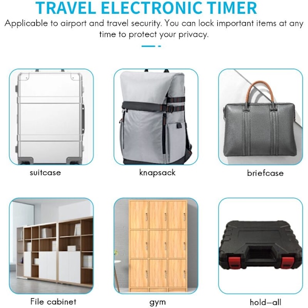 Smart Time Lock LCD Display Time Lock Midlertidig Timer USB Genopladelig Elektronisk Rejse Timer Sort