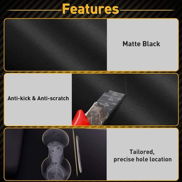 PVC Center Console Wrap Cover, Armrest Panel Protector Sticker til Model 3 Y 2021, Mat Sort