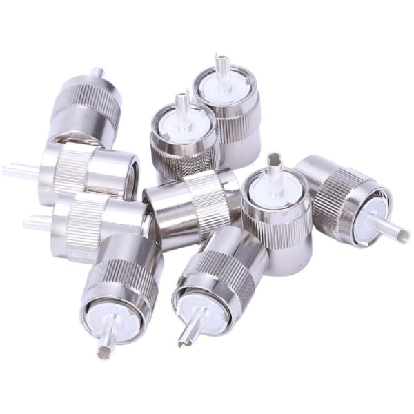 10Pcs Uhf Connector Male Pl259 Solder Plug Rg8 Rg213 Cable Lmr400 7D-Fb Silver