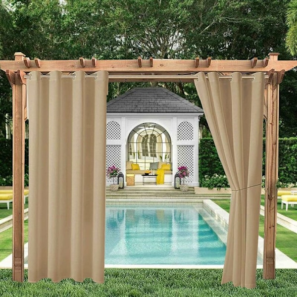 Utendørs gardiner hage terrasse paviljong blackout gardin vindtett UV-beskyttelse muggbestandig, termisk isolerte gardiner med grommet, L 132cm x H