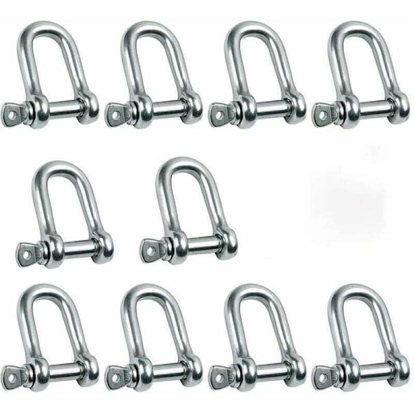M5 Rustfrit Stål Shackle lige Rustfrit Stål Rem, (10 stk)