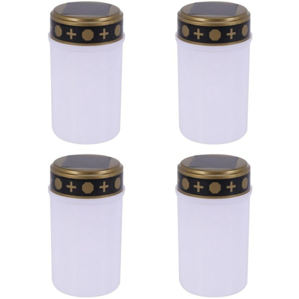 4X Hvite Gravslys for Solcellelys Graver med LED-belysning Lampe 1 stk Serie