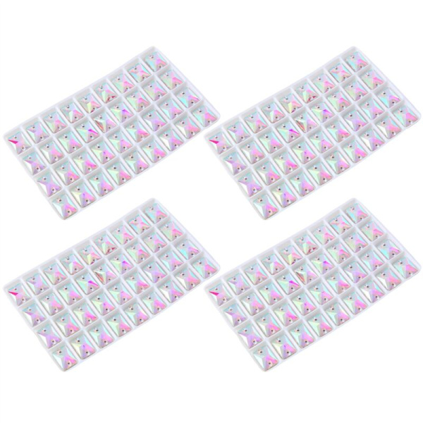 Firkantede Sy-på Krystalklare AB Farve Garment Syning Glasperler Flade Bagside 2 Huller Kjolefremstilling 10x14mm