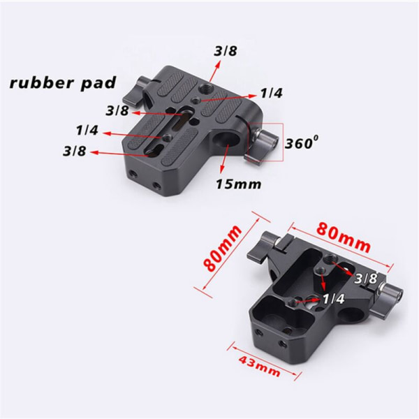 15mm kamera dobbelt hul klemme Pan Tilt tilbehør base installationsplade og kanal base kanin bur