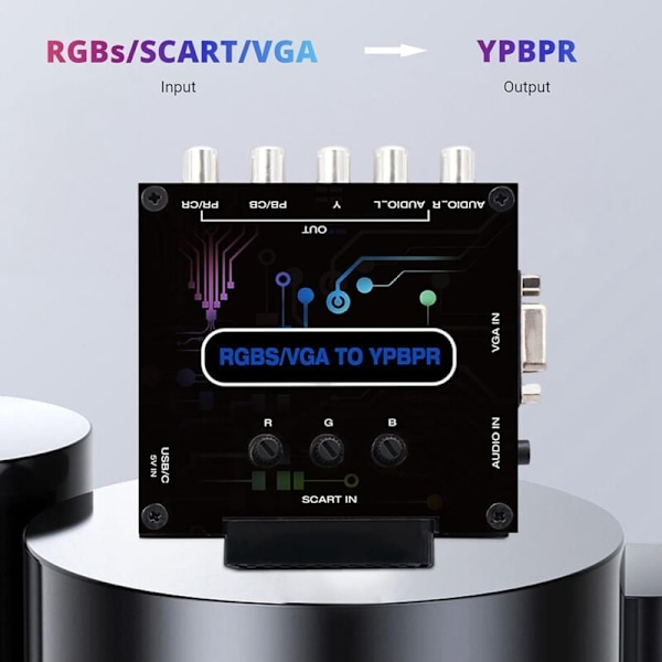RGBS VGA SCART til YPBPR Komponentkonverter, Videosignal Transkodningskonverter, Farveforskel Videokonverter