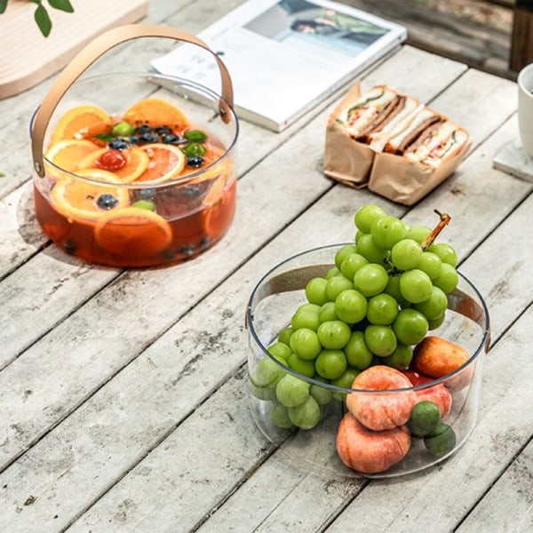 Nordisk bærbar plast fruktkurv gjennomsiktig isvin snacks frukt oppbevaringskurv skinnhåndtak S