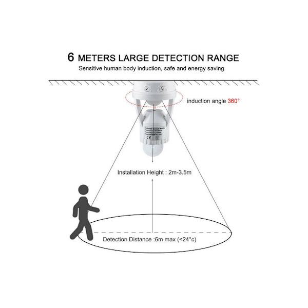 100-240V E27-kontaktkonverter med PIR-rörelsesensor Ampere LED E27-lamphållare intelligent glödlampsknapp 1 st