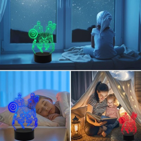 Spiderman nattlampe 3D LED nattlys for barn julegave skrivebordslampe soveromdekor