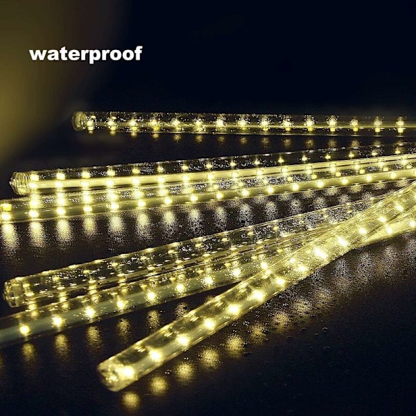 (Lämmin valkoinen) LED-meteorisuihkulämpölamput ulkokäyttöön, 30 cm 10 putkea 360 LED:tä Puutarhasuihkulämpölamput Meteorivalot Vedenpitävät Vesipisarat Valot Joulu