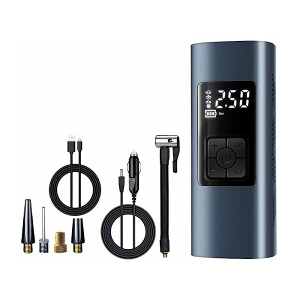 Mini Kannettava Ilmakompressori Auton Rengaspaineen Täyttölaite Sähköinen Pumppu 150PSI Kannettava Pyörä Langaton Pumppu Digitaalisella LCD-näytöllä Latautuva LED-lamppu C