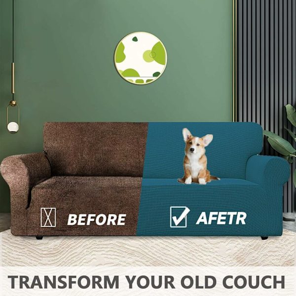 2-seters Stretch Sofa Trekk, Sofa Trekk med Armleninger, Super Elastisk Sofa Trekk for Hunder og Katter Kjæledyr Anti-Skitt (Mørkegrønn, Sofa Bredde 145cm-1