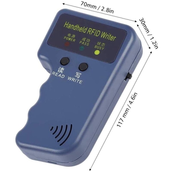 Håndholdt 125KHz RFID-leser, -skriver, -duplikator, -kopimaskin, oppgradert ID-kortkloner, programmerer, med 10 stk. omskrivbare kort