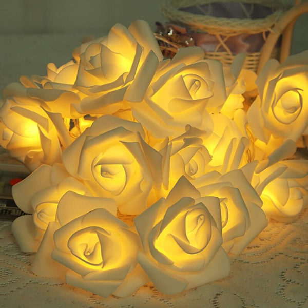 Luminous Rose 3m 20 LED-lampor Batteridrivna Blomsterljusdekoration Romantisk Atmosfär för Inomhus Hemträdgård Sovrum Bröllop Fest Alla hjärtans dag C