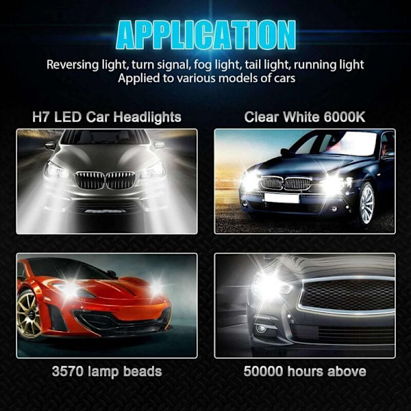4X H7 LED 6000K Super White 110W 8000LM Tåge Lyssæt Kit Halogen Pære Kit--