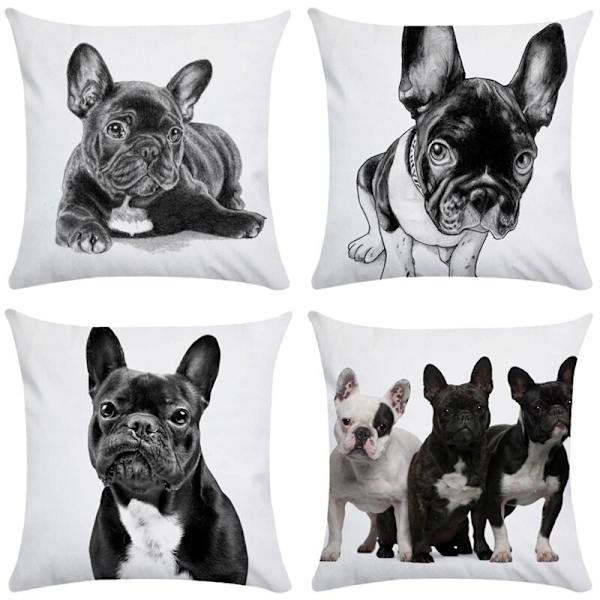 Morsom dyreplakat mønsterdekorasjon putetrekk Bulldog hund sofa stol firkantet pute 45X45 CM