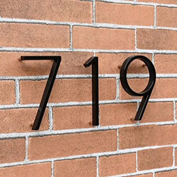 5,6 tommer flydende tal, DIY moderne tal, have dør postkasse dekor nummer med sømsæt, sort belagt 9