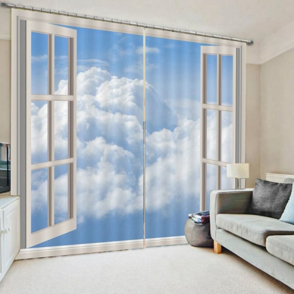 Moderne mørklægningsgardiner til soveværelsesvindue Gardiner til stue 85% skygge 3D, himmelblomstprint 200 x 170 cm (H x B)
