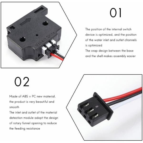 3D-printer filament detektionsmodul med 1M kabel materiale udløb sensor detektor til 3D-printer 3 CR10