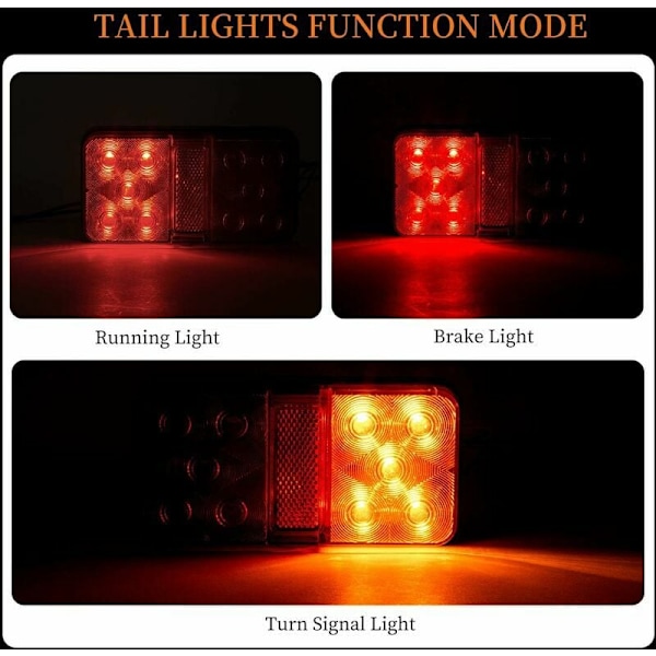 6 stk LED Baglygter Multifunktionelle LED Trailer Lygter 12V Vandtæt Parkeringsposition Blinklys til Lastbil Trailer Caravan Traktor
