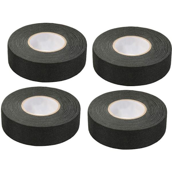 4 stk. sort selvklæbende tape (1,5 cm x 15 m) - bilkludstape, højtemperaturklæbebånd, kraftig sort tape, stoftape, bil ledningsføring H