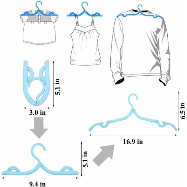 10 kpl Matkavaatteiden Ripustimet Taittuvat Ripustimet Kannettavat Vaate Ripustimet Taittuvat, Liukumattomat, Kevyet Kotiin ja Matkalle