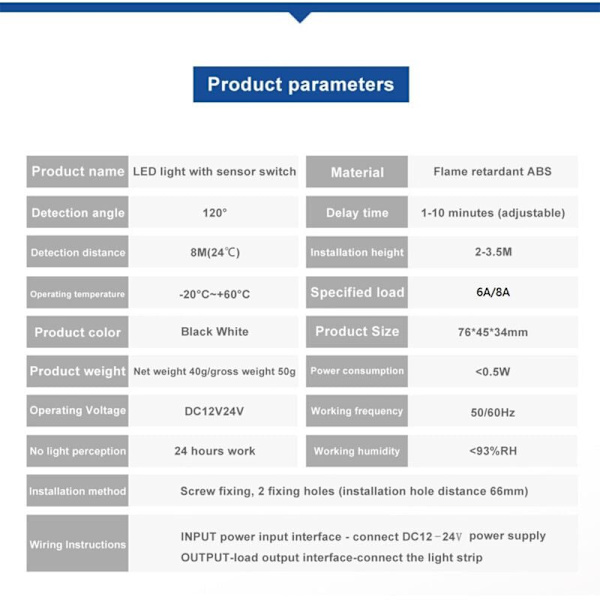5 st DC 12 24V 8A Automatisk justerbar PIR rörelsesensorbrytare Infraröd IR-detektorljusströmbrytarmodul för LED-remsa