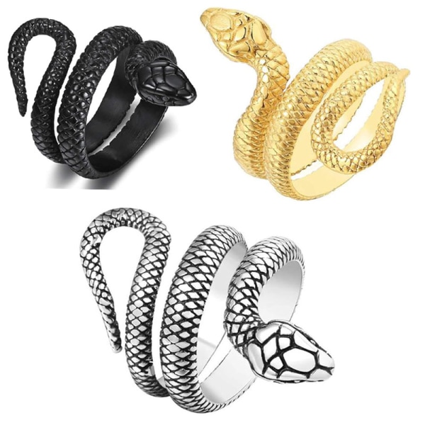 Retro Snake Ring Wrapped King Cobra Ring Motetilbehør for menn og kvinner (3-pack)
