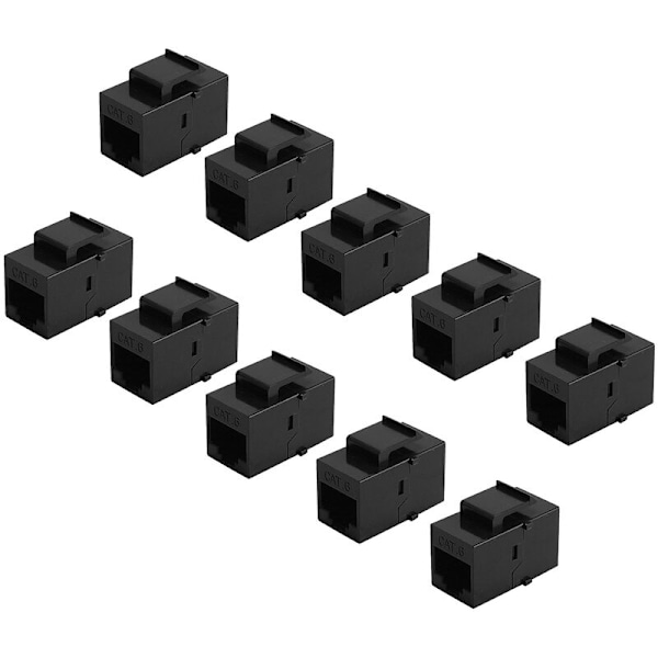 10 stk. RJ45 Cat6-stikforlængerkobling Ethernet-netværks-LAN 6-stikkobling-forlængeradapter, sort