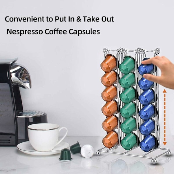 Kaffe Kapselholder for 42 Nespresso Kaffe Kapsler, Nespresso Kapsel Kaffeholder, Kaffe Pod Holder Stativ, Kaffe Stativ Oppbevaringsholder