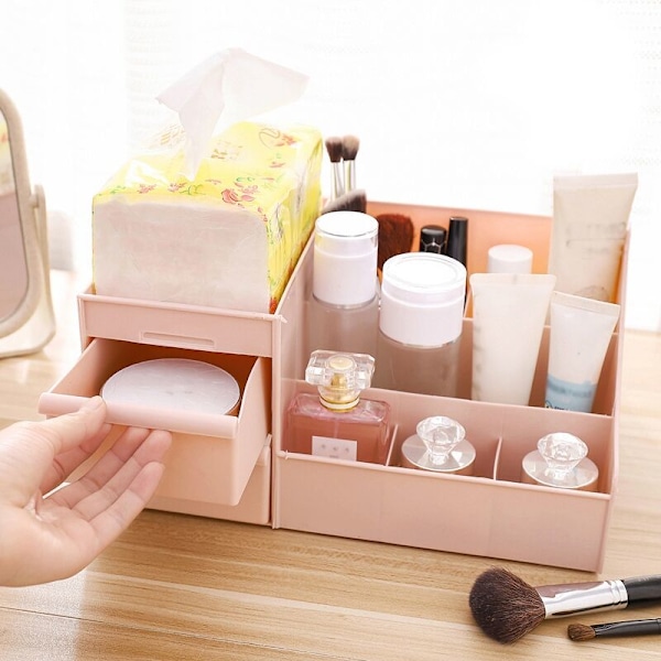 Plastik Kosmetisk Opbevaringsboks Skuffe Makeup Organizer Smykker Neglelak Makeup Skuffe Beholder Hjemmekontor Skrivebord