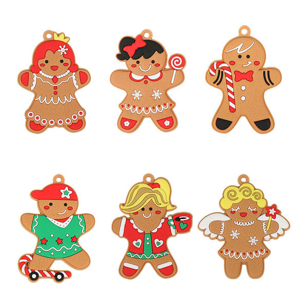 Pepparkaksgubbe Julgransdekoration, 12 st Pepparkaksgubbe Julgransdekoration, Pepparkaksgubbe Julgransdekoration med Snodd för Jul